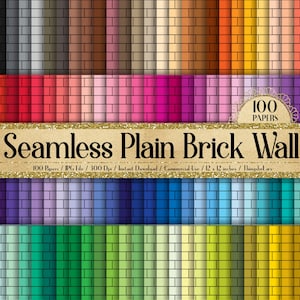100 Seamless Brick Wall Pattern Digital Papers Commercial Use Stone Brick Urban Rustic Wall Old Vintage Surface Facade Decorative Pavement
