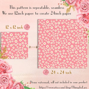 100 naadloze Daisy Flower digitale papers 12 x 12 300 Dpi planner papier Instant Download commercieel gebruik bruiloft shabby chic moeder dag bloemen afbeelding 8