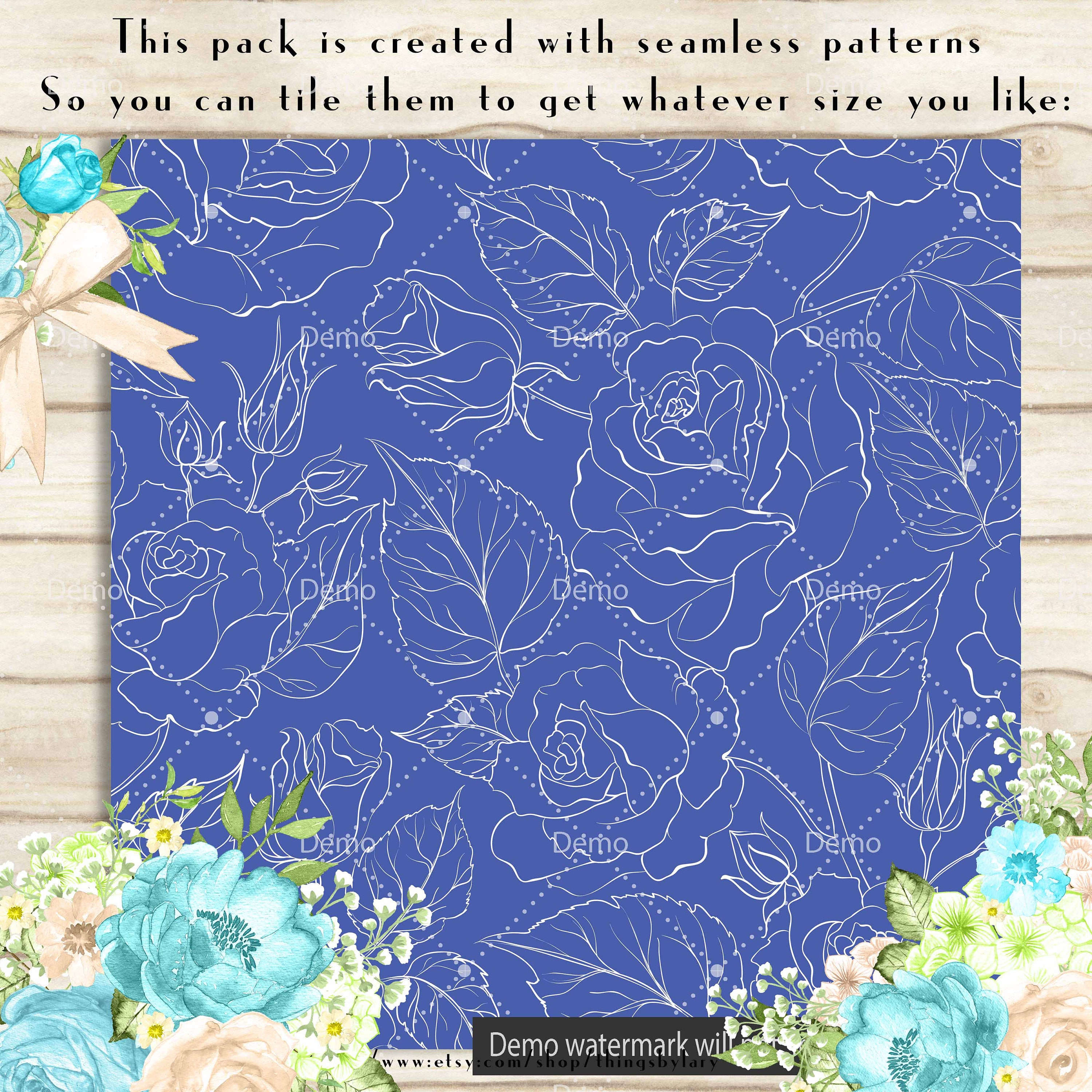 100 Seamless Roses Pattern Papers in 12" X 12", 300 Dpi Planner Paper ...