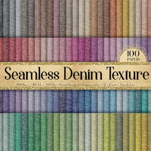 100 Seamless Denim Jeans Texture Digital Papers Instant Download Commercial Use 300 DPI 12x12&quot; Fabric Linen seamless jeans seamless denim