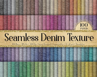 100 Seamless Denim Jeans Texture Digital Papers Instant Download Commercial Use 300 DPI 12x12" Fabric Linen seamless jeans seamless denim