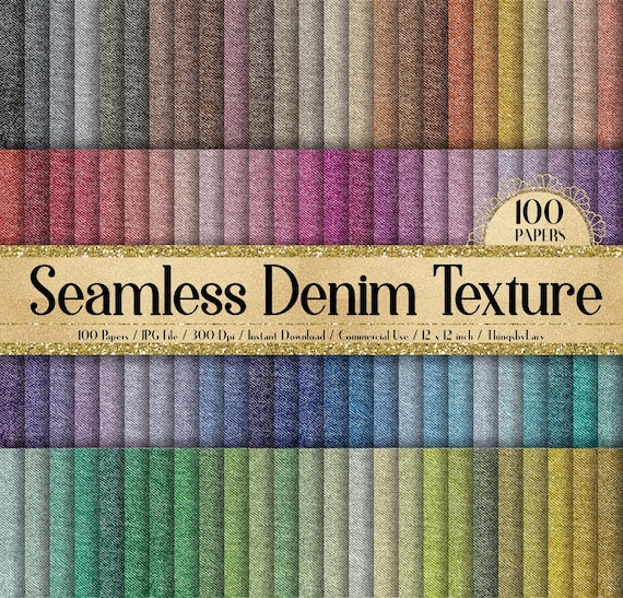 100 Seamless Denim Jeans Texture Digital Papers Instant Download