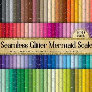 100 Seamless Glitter Mermaid Scale Digital Papers 12x12" 300 Dpi Commercial Use Instant Download Printable Fairy Tale Shimmer Fantasy Kids