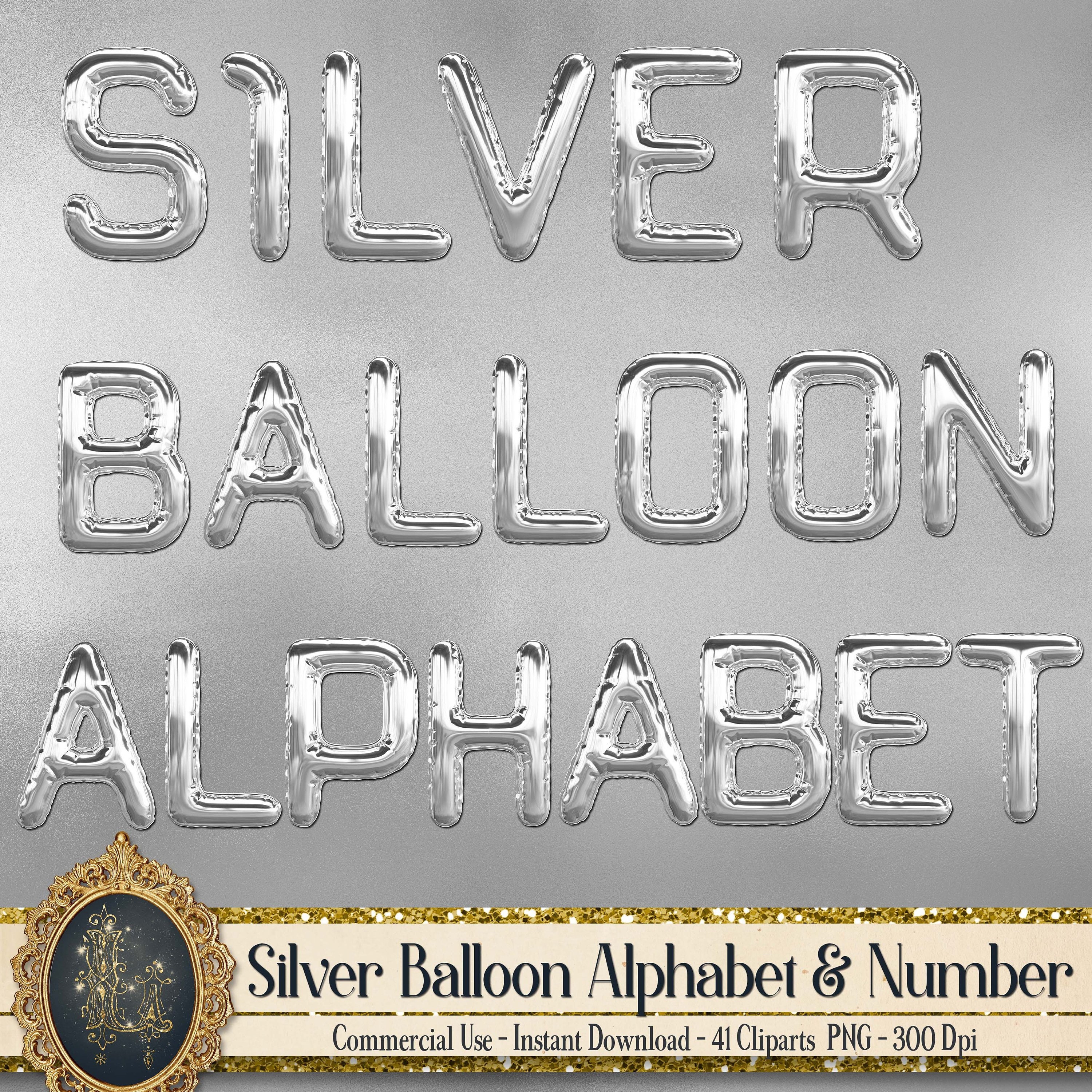 Silver Balloon Font. Balloon Typography Nobility