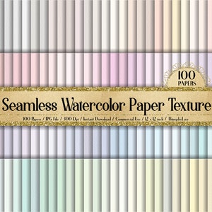 100 Seamless Watercolor Paper Texture Digital Papers 12x12" 300 Dpi ...