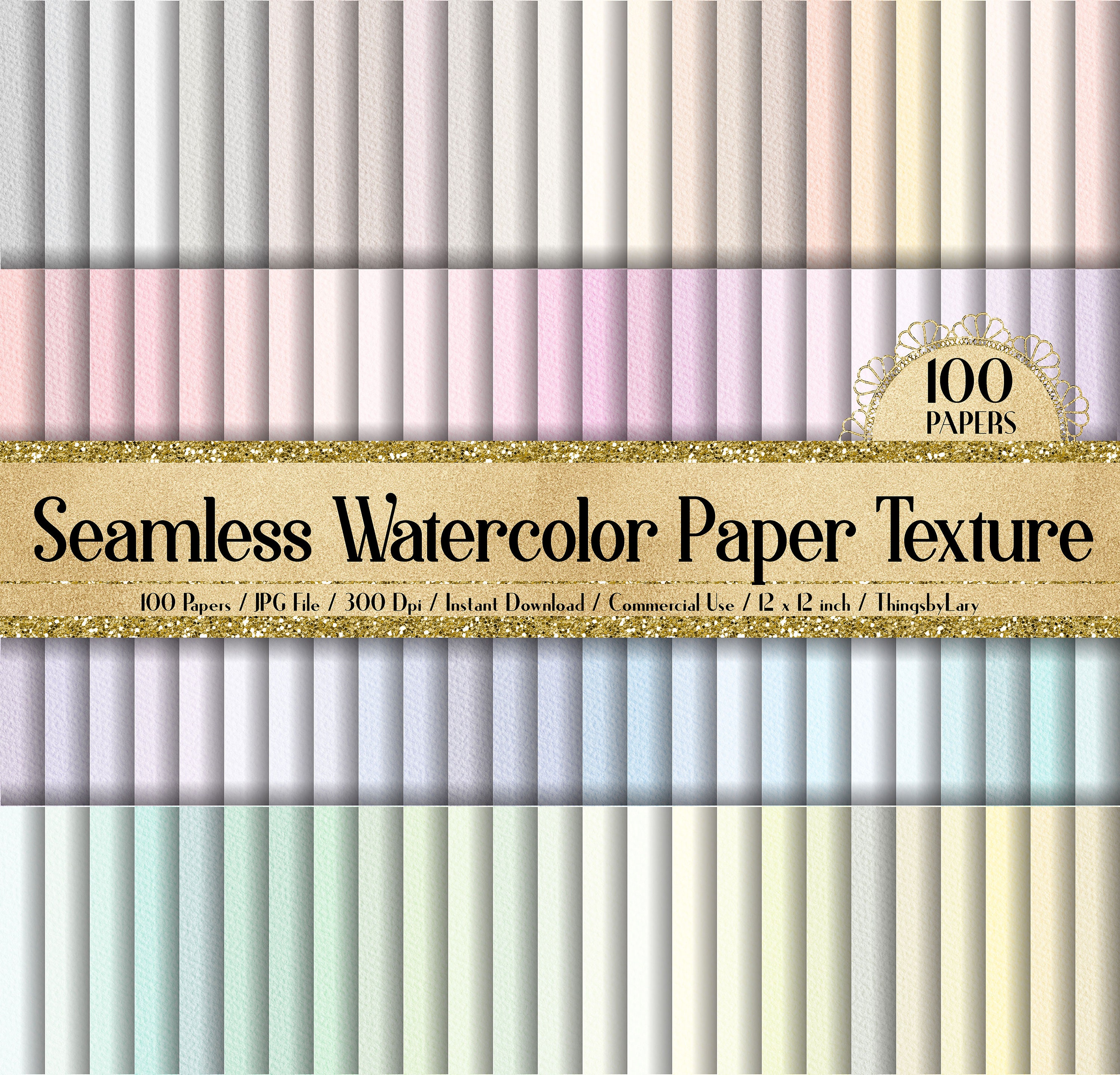Watercolor Paper Textures, Digital Papers, Seamless, Backgrounds, Clipart,  Personal and Commercial Use 