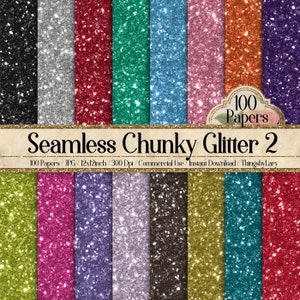 100 Seamless Chunky Glitter Style 2 Digital Papers 12x12" 300 Dpi Instant Download Commercial Use Digital realistic glitter tinsel gold pink