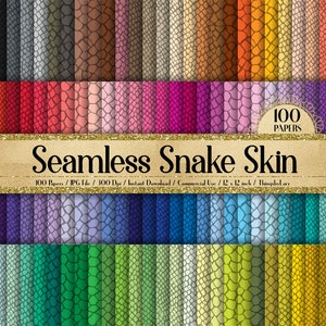 100 Papiers numériques sans couture Snake Skin Print 12x12 « 300 Dpi Utilisation commerciale Téléchargement instantané Imprimable Animal Zoo Pattern Baby Shower Print