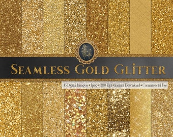 16 Seamless Gold Glitter Digital Papers 12" 300 dpi commercial use instant download sparkle digital glitter seamless gold seamless glitter