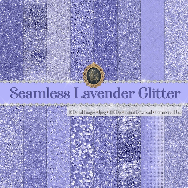 16 Seamless Lavender Glitter Digital Papers commercial use Shimmering Glitter Ombre Glitter Striped Glitter Wedding Glitter mermaid glitter