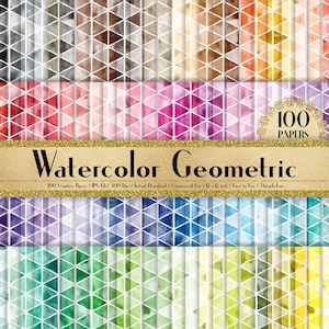 100 carte geometriche ad acquerello 12 pollici, carta da 300 dpi, uso commerciale, carta da scrapbook, carta arcobaleno, 100 carte geometriche, acquerello
