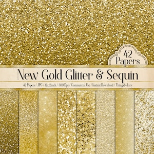 42 Gold Glitter Papers 12 inch, 300 Dpi Planner Paper, Commercial Use, Scrapbook Paper, Digital Glitter, Luxury Gold Paper, Glitter Paper