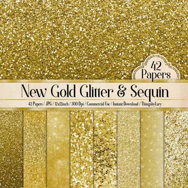 42 Gold Glitter Papiere 12 Zoll, 300 Dpi Planer Papier, Kommerzielle Nutzung, Scrapbook Papier, Digital Glitter, Luxus Gold Papier, Glitzer Papier