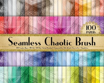 100 Seamless Chaotic Brush Stroke Papers in 12" x 12",300 Dpi Planner Paper,Commercial Use,Scrapbook Papers,Rainbow Paper,100 Brush Paper