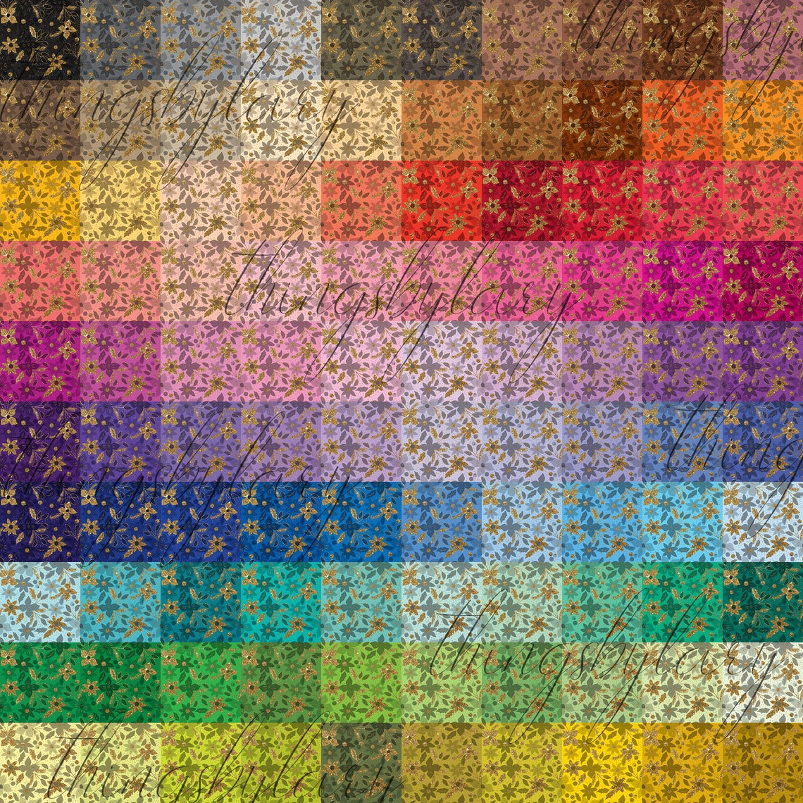 100 Seamless Glitter Christmas Floral Digital Papers 12x12" 300 Dpi ...