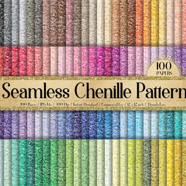 100 Seamless Chenille Pattern Digital Papers 12" 300 Dpi Planner Paper Commercial Use Scrapbook Bath Towel Fabric Chenille Embroidered