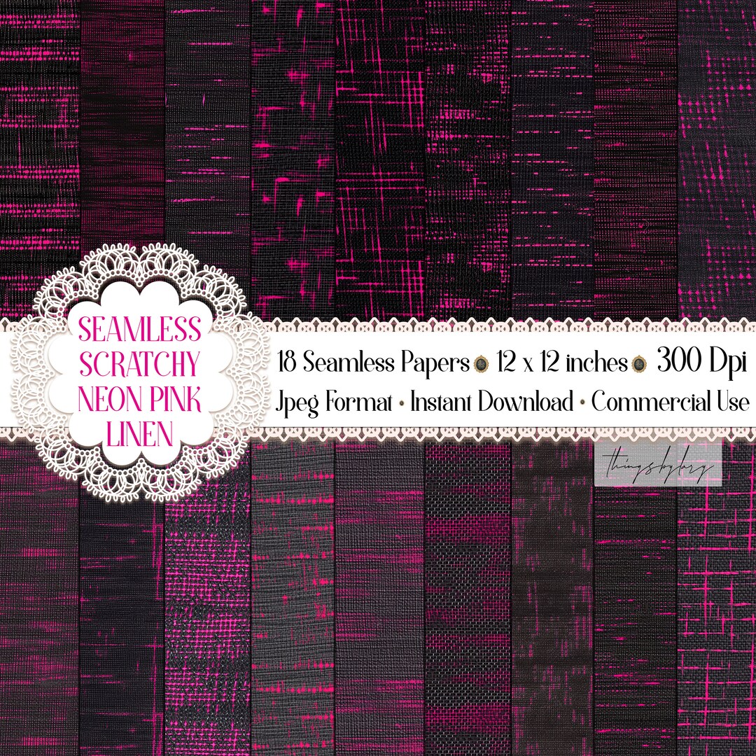 18 Seamless Pink Neon Scratchy Linen Fabric Digital Papers Etsy