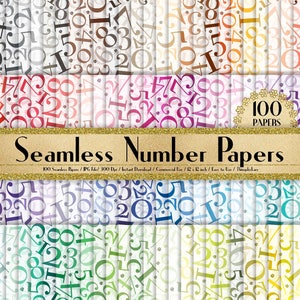 May include: A set of 100 digital papers featuring a seamless pattern of colourful numbers on a white background. The papers are 300 DPI and perfect for crafting, scrapbooking, and digital design projects.