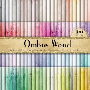 100 Ombre Wood Texture Papers in 12inch, 300 Dpi Planner Paper, Scrapbook Paper, Rainbow Paper, Ombre Wood,Texture Papers