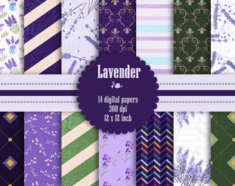 14 Lavender Digital Paper 12 inch 300 Dpi Instant Download, Purple Papers, Scrapbook Papers, Digital Scrapbooking, Commercial Use