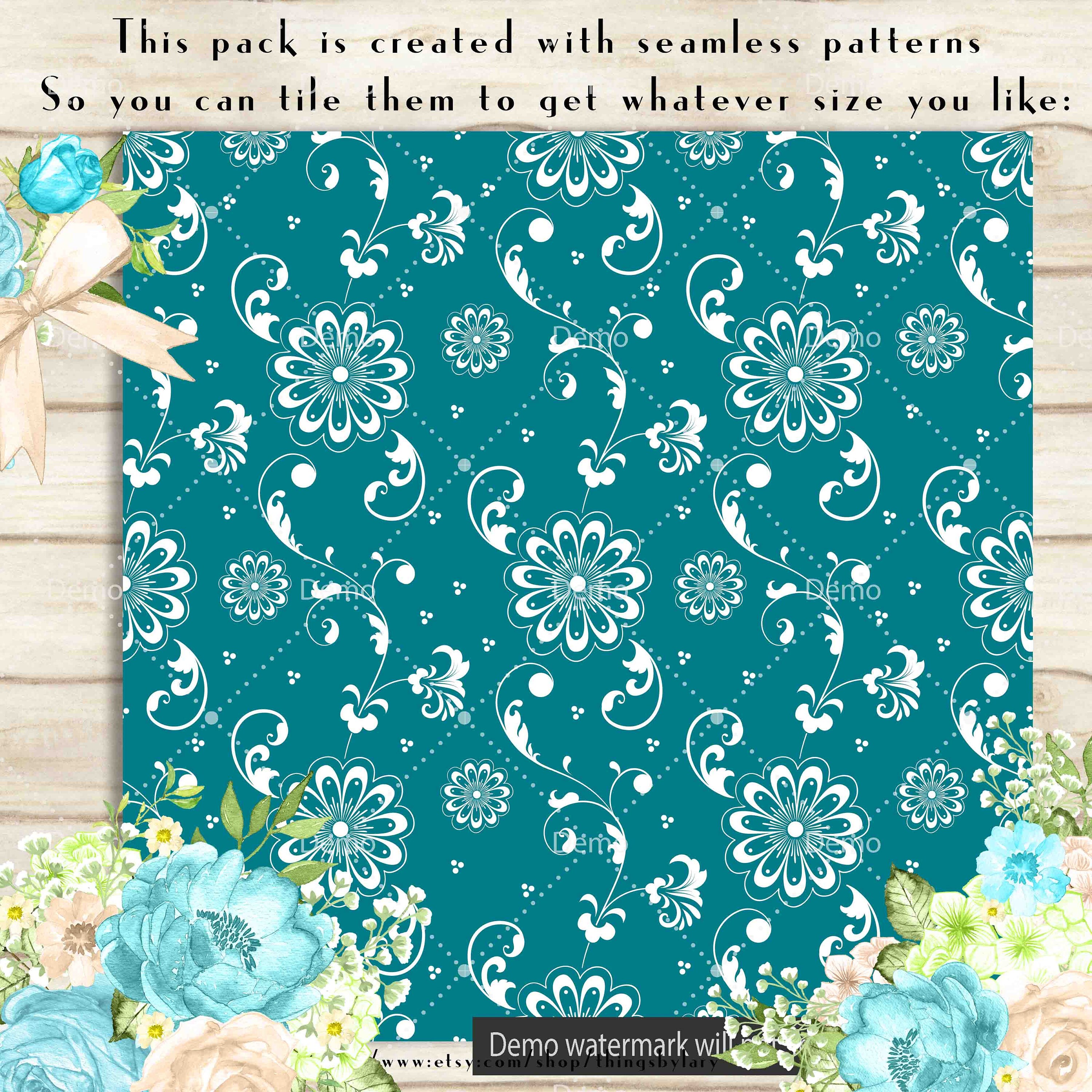 100 Seamless Flower Papers in 12" X 12", 300 Dpi Planner Paper ...