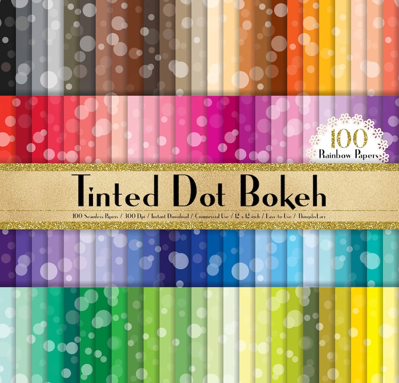100 Seamless Tinted Dot Bokeh Background Papers in 12" X 12", 300 Dpi ...