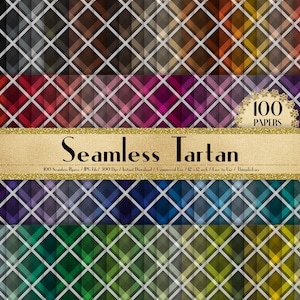 100 carte tartan senza cuciture in 12" x 12", carta per pianificatore 300 Dpi, carta per album, carta arcobaleno, 100 carte tartan, 100 carte in tessuto