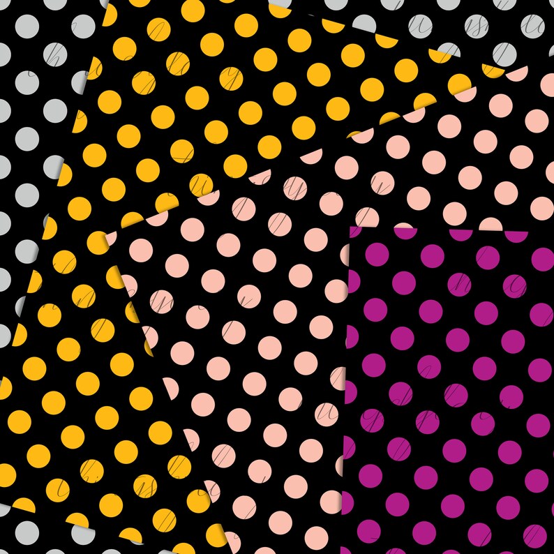100 Seamless Black and Solid Polka Dot Digital Papers | Etsy