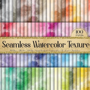 100 Seamless Watercolor Texture Papers 12 inch 300 Dpi Commercial Use Instant Download,Seamless Texture,Watercolor Papers