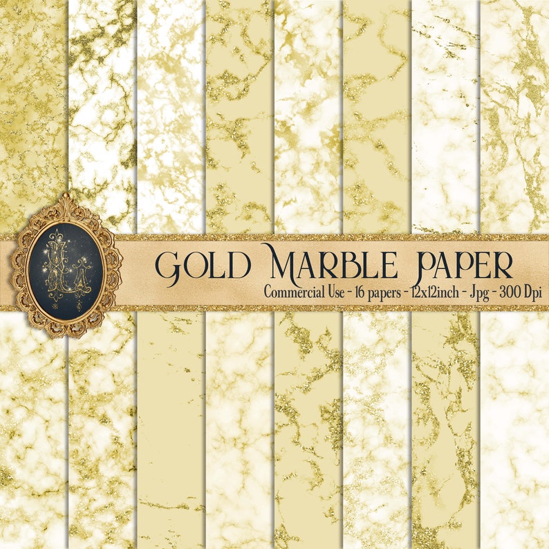 16 Gold Marble Papers Gold Marble Digital Marble Paper Etsy