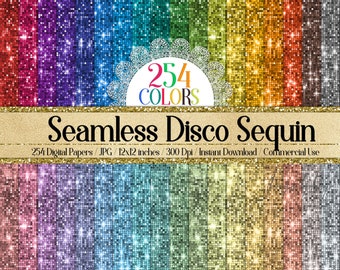 254 Seamless Glowing Bling Bling Disco Sequin Digital Papers Commercial Use metallic round Sequins New year celebration Party decoration