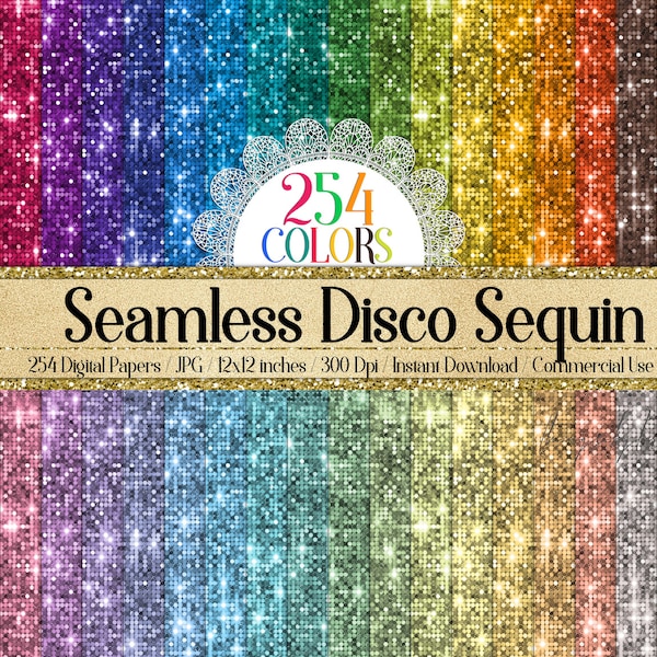 254 Seamless Glowing Bling Bling Disco Sequin Digital Papers Commercial Use metallic round Sequins New year celebration Party decoration