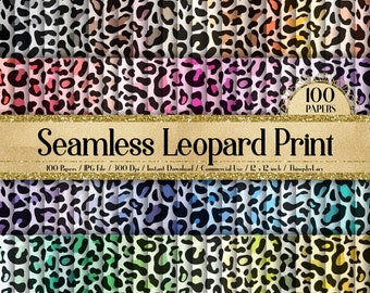 100 Seamless Leopard Print Papers in 12x12" 300 Dpi Planner Paper Scrapbook Paper Leopard Skin Animal Print safari spotting patterns