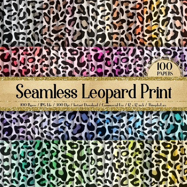 100 Seamless Leopard Print Papers in 12x12" 300 Dpi Planner Paper Scrapbook Paper Leopard Skin Animal Print safari spotting patterns