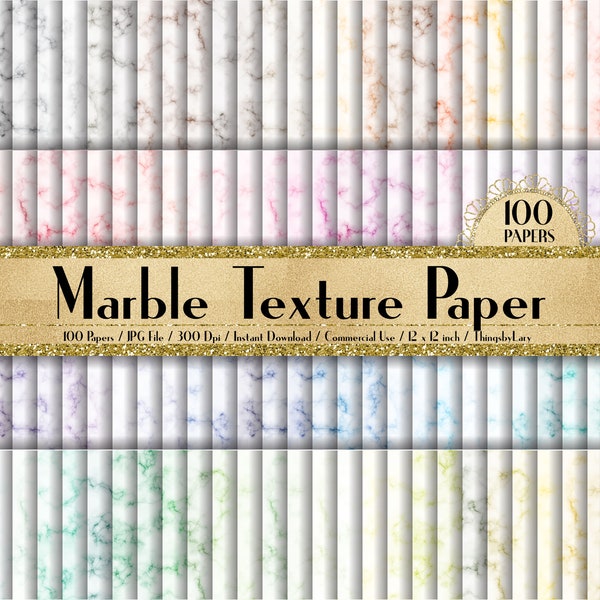 100 Marble Texture Paper 2 in 12" x 12", 300 Dpi Planner Paper, Commercial Use, Scrapbook Papers,Marble Texture,Texture Paper