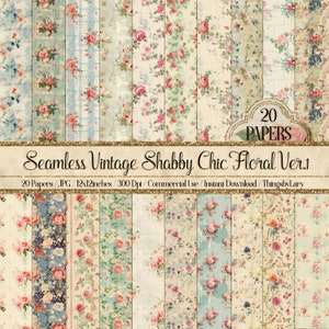 20 Seamless Vintage Decoupage Shabby Chic Ver 1 Digital Papers Commercial Use nostalgic distressed Floral rustic cottage antique French