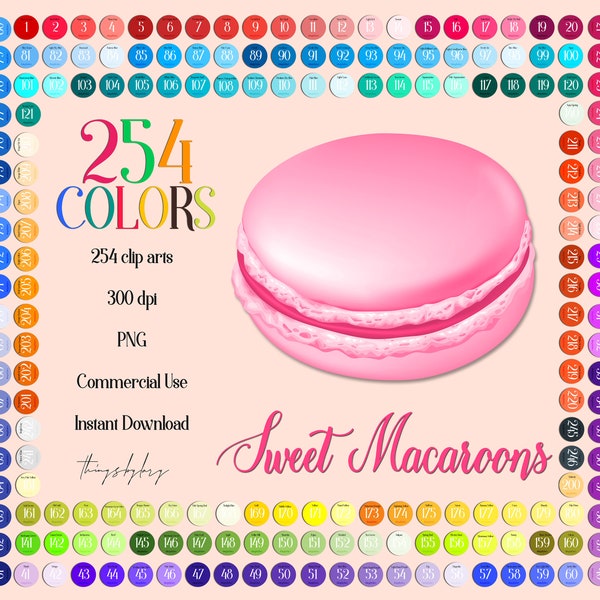 254 Sweet Macaroons Digital Images PNG Transparent Instant Download Utilisation commerciale Français Cookies Kid Birthday Party Baby Shower Mariage