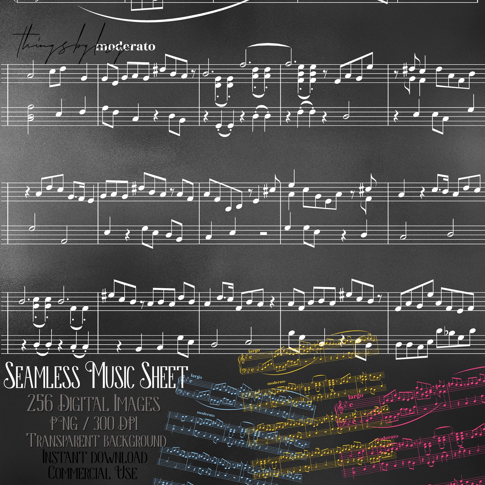 256 Seamless Music Sheet Overlay Transparent PNG Digital Images 300 Dpi ...