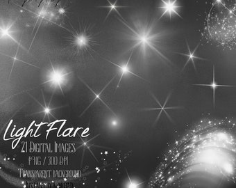 21 Glowing Light Flare Overlay Digital Images PNG Transparent 300 Dpi Instant Download Commercial Use Card Making bling bling sparkle