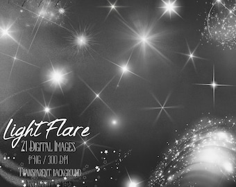 21 gloeiende licht Flare Overlay digitale beelden PNG transparant 300 Dpi Instant Download commercieel gebruik kaart maken bling bling schittering