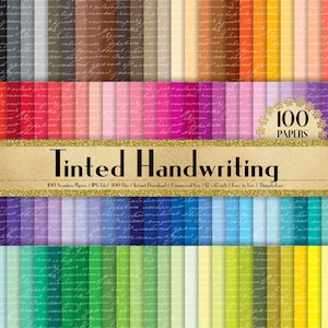 100 Seamless Handwriting Paper in 12 inch, 300 Dpi Planner Paper, Commercial Use, Scrapbook Paper,Rainbow Paper, Vintage Handwriting Paper