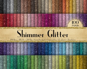 100 Shimmer Glitter Texture Papers in 12inch, 300 Dpi Planner Paper, Scrapbook Paper, Rainbow Paper, Glitter Paper, Valentine Design