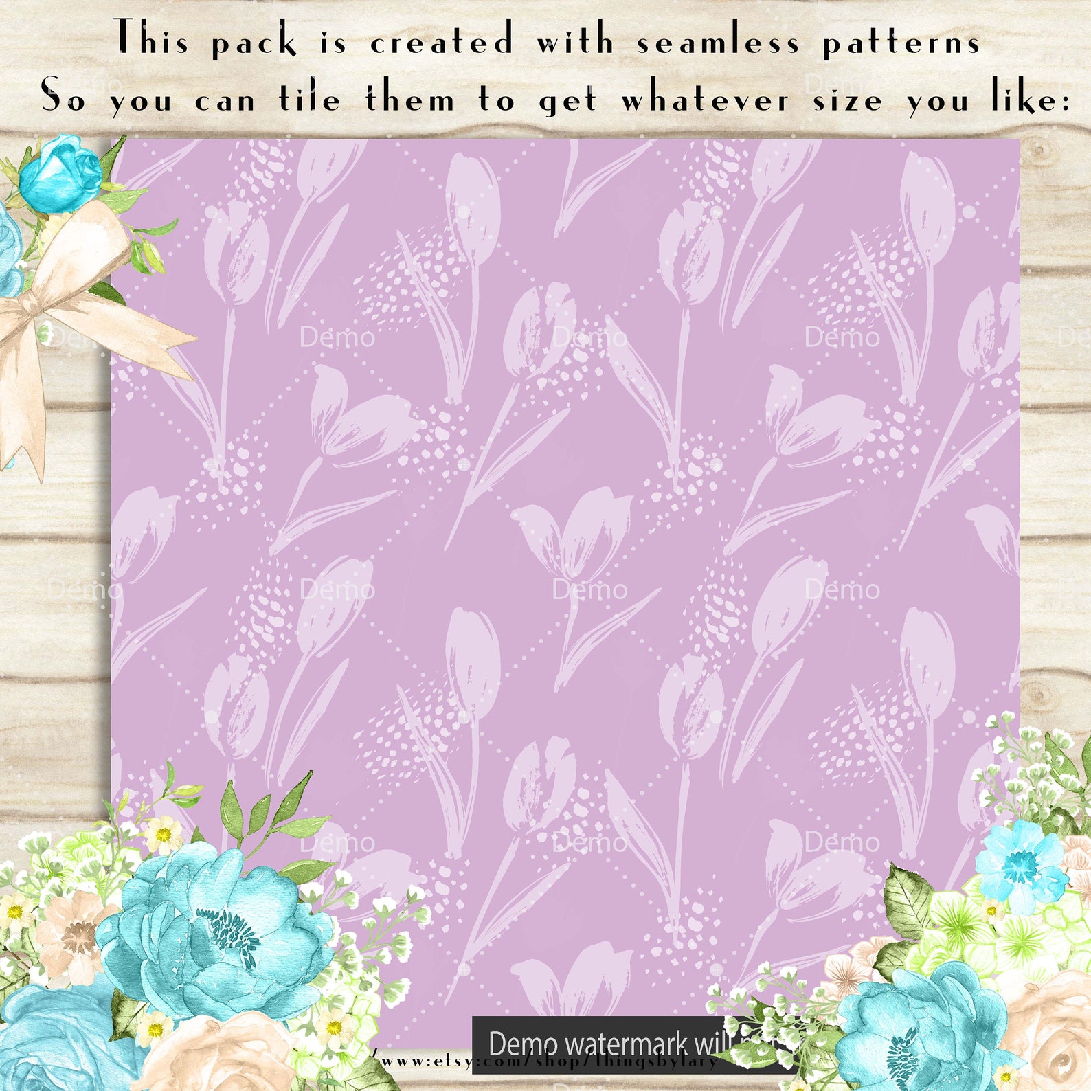100 Seamless Tinted Tulip Flower Papers in 12 Inch, 300 Dpi Planner ...