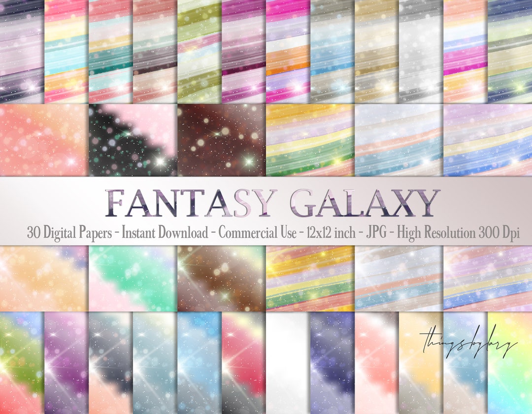 30 Fantasy Galaxy Rainbow Starry Night Sky Digital Papers 12x12 ...