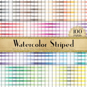 100 carte a righe per acquerello senza cuciture in 12" x 12", carta per pianificatore 300 Dpi, uso commerciale, carta per album, carta arcobaleno, 100 carte