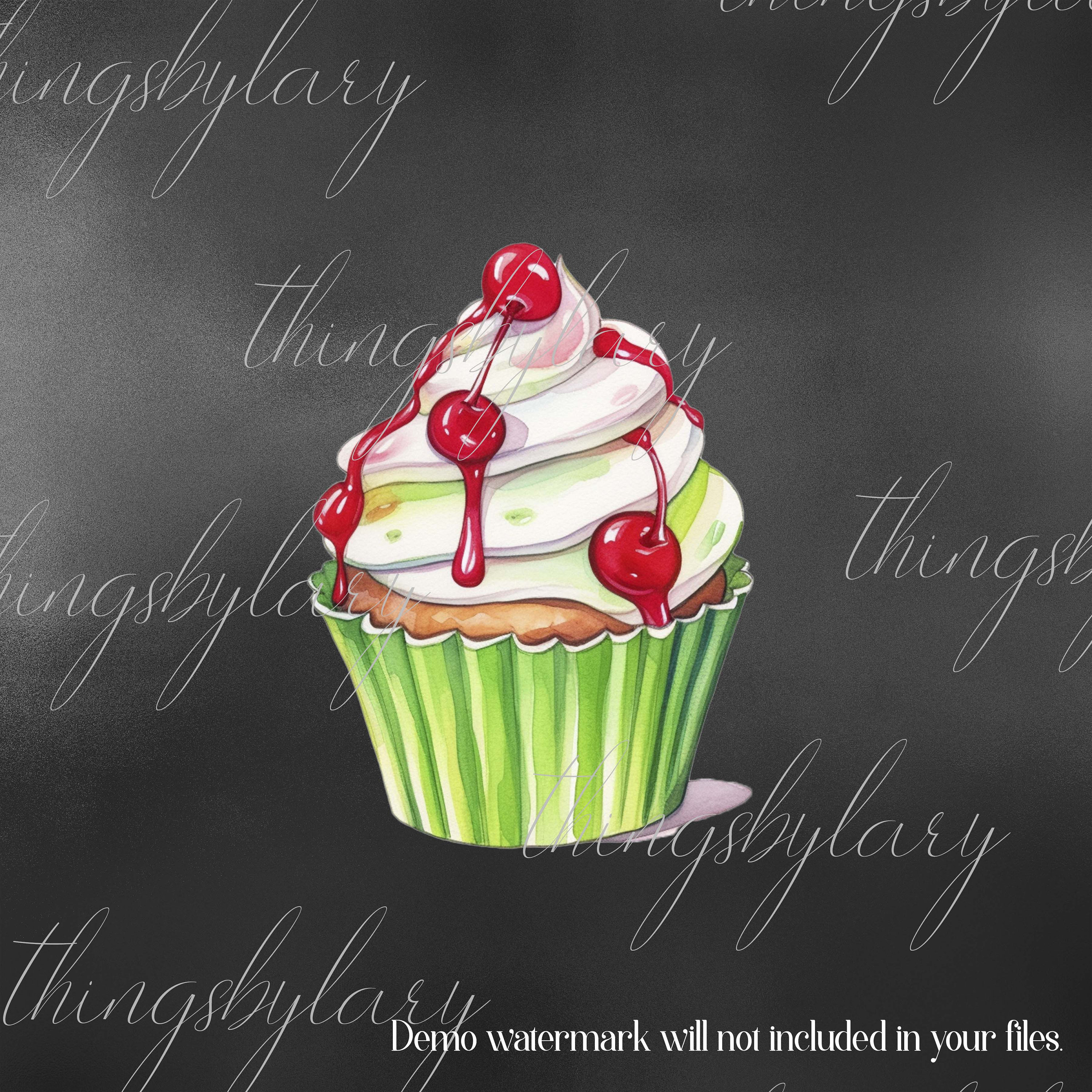 16 Watercolor Cupcakes Vol 1 PNG Images Instant Download Commercial Use ...