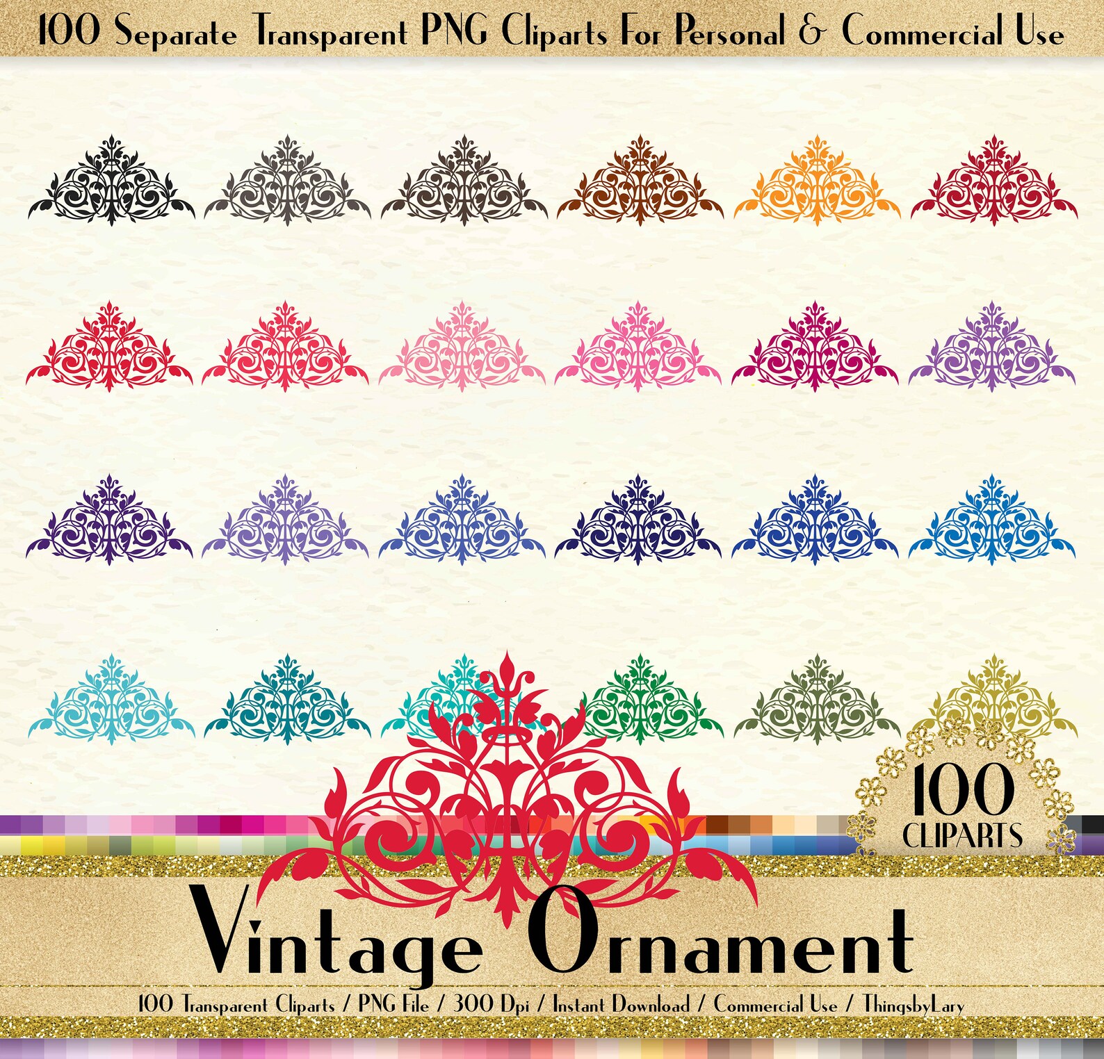 100 Vintage Ornament Clipart Vintage Decoration Clipart 100 Etsy
