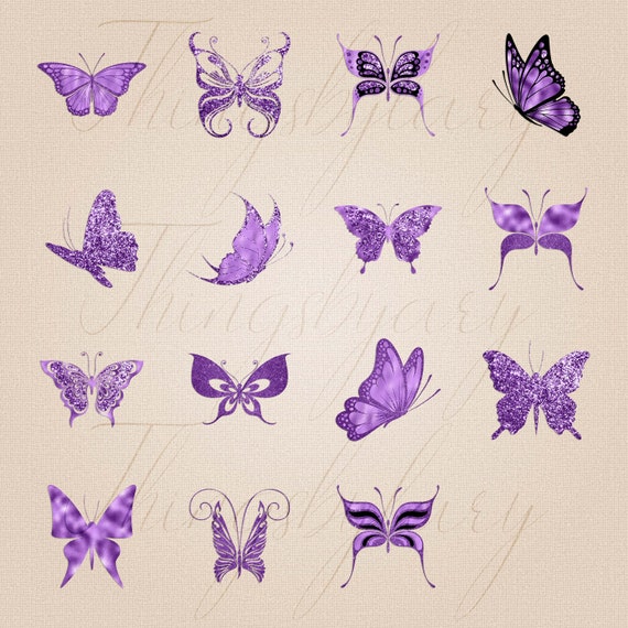 Purple Butterflies Silhouette Style Recipe Cards