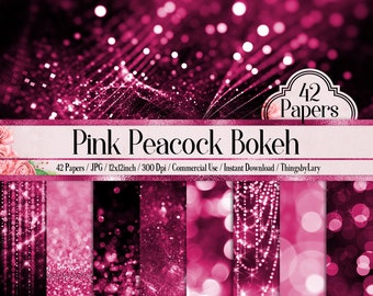 42 Pink Bokeh Papers 12 inch, 300 Dpi Planner Paper, Commercial Use, Scrapbook Paper, Pink Glitter Bokeh , Valentine Bokeh, Christmas Bokeh