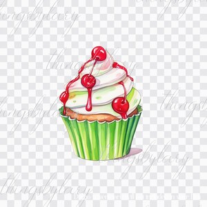 16 Watercolor Cupcakes Vol 1 PNG Images Instant Download Commercial Use ...